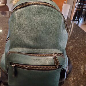 Coach West Backpack in Green and Black Pebbled Leather F31274